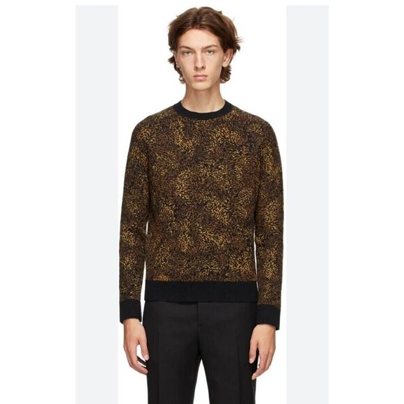 Saint Laurent Men's leopard jacquard jumper Wool Alpaca Size Medium $1560 - Picture 1 of 16